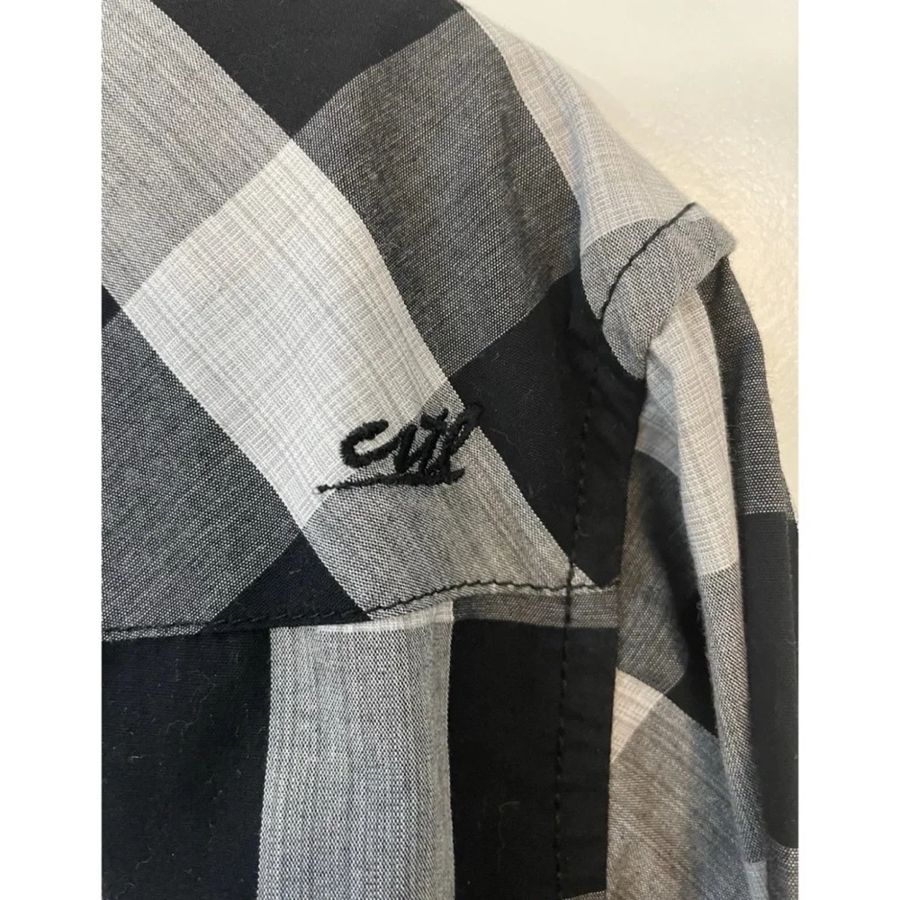 Coastal Pearl Snap Shirt Mens Large Black Gray Plaid Western Cowboy Rodeo - Picture 4 of 5